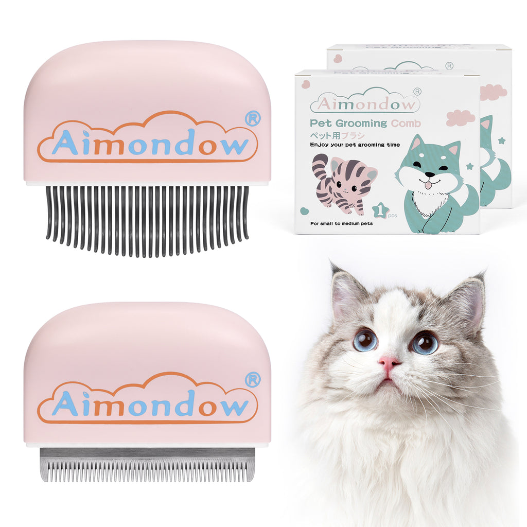 Aimondow Cat Comb Cat Brush for Shedding Grooming Hair Removal Shell Comb for Cats Dogs Puppy Rabbit Bunny Easy to Dematting Matted Fur Tangled Hair, 2 PCS