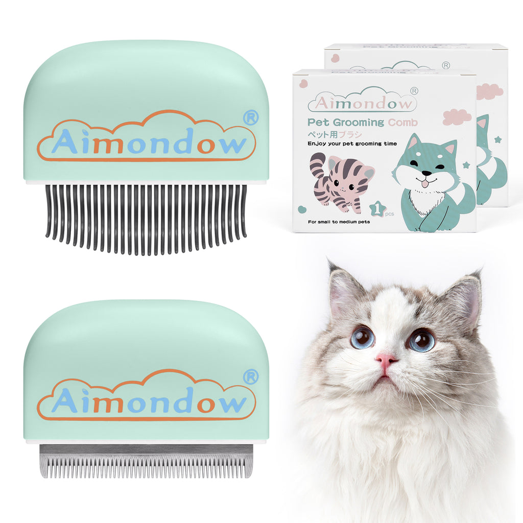 Aimondow Cat Comb Cat Brush for Shedding Grooming Hair Removal Shell Comb for Cats Dogs Puppy Rabbit Bunny Easy to Dematting Matted Fur Tangled Hair, 2 PCS