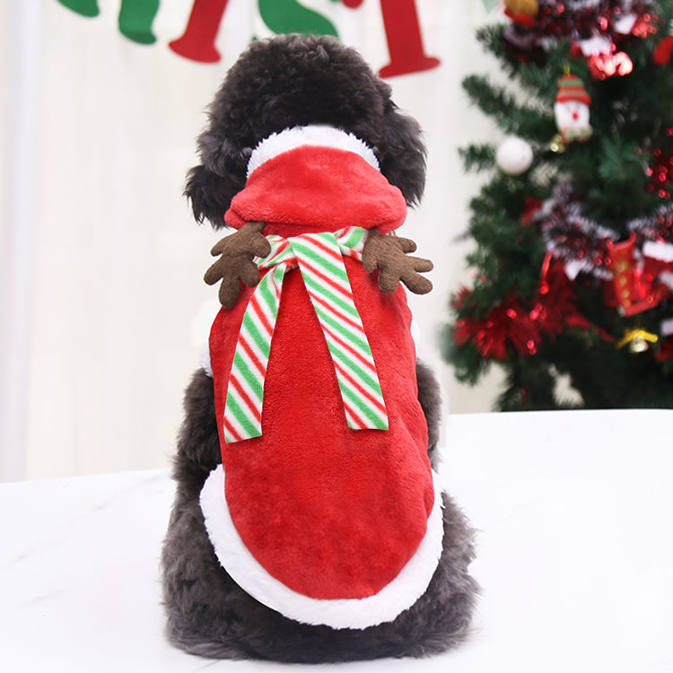 Aimondow Pet Christmas Clothes Xmas Holiday Warm Dog Hoodies Vintage Coat New Year Soft Cosplay Puppy Sweaters for Small Dogs and Cats