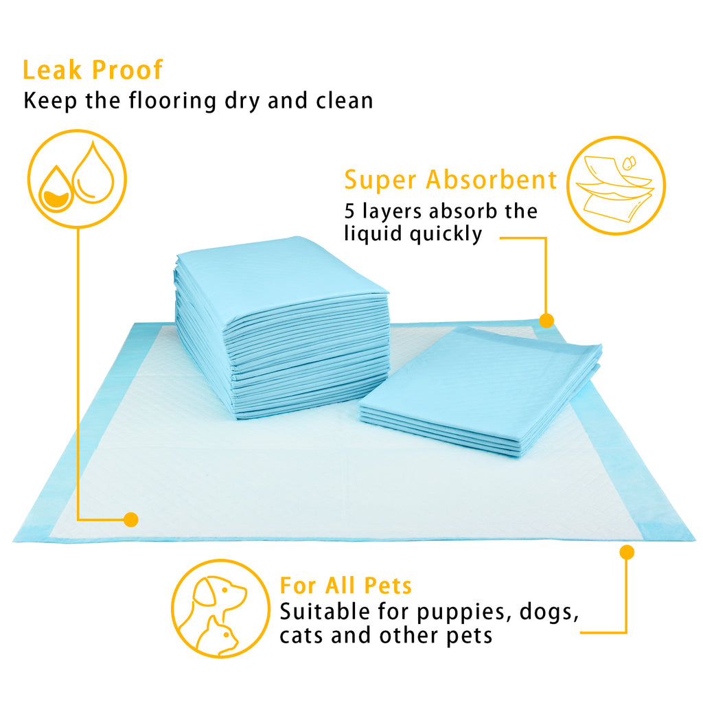 Aimondow Disposable Potty Puppy Pads for Dogs Cats Absorbent Pet Training Pads Quick Drying Dog Pee Pads, Leaking Proof, 23inch×23inch, 60 Count